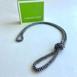 Coldwater Creek Thick Silver Beaded Chain Rope Necklace EUC with gift box